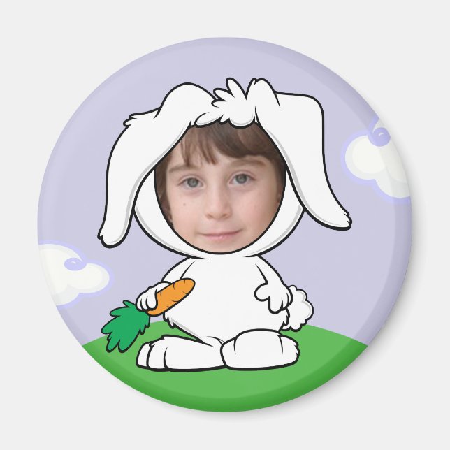 Funny Bunny Rabbit Photo Face Template Magnet (Front)