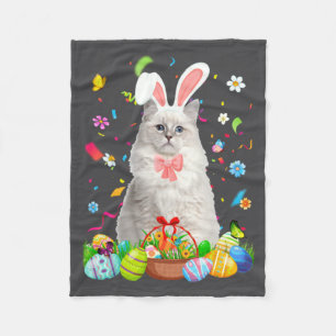 Funny Bunny Ragdoll Cat Easter Egg Fleece Blanket