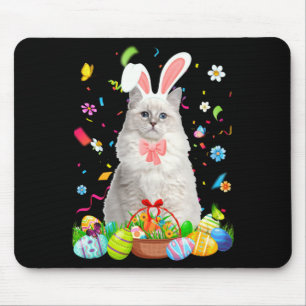 Funny Bunny Ragdoll Cat Easter Egg Mouse Pad