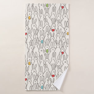 Funny bunny seamless pattern bath towel