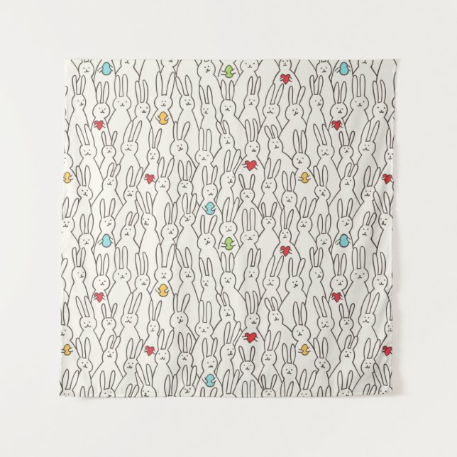 Funny bunny seamless pattern tapestry (Front)