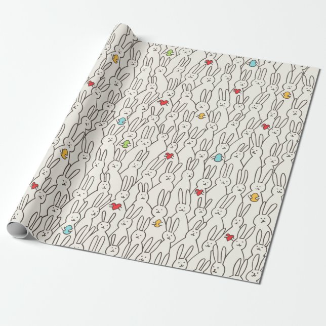 Funny bunny seamless pattern wrapping paper (Unrolled)