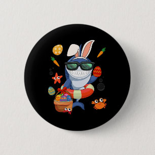Funny Bunny Shark Easter Eggs Bysket Kids Children 6 Cm Round Badge
