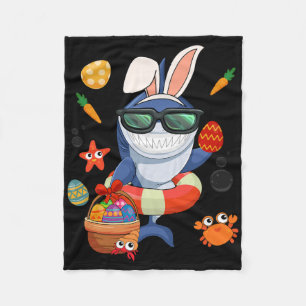 Funny Bunny Shark Easter Eggs Bysket Kids Children Fleece Blanket
