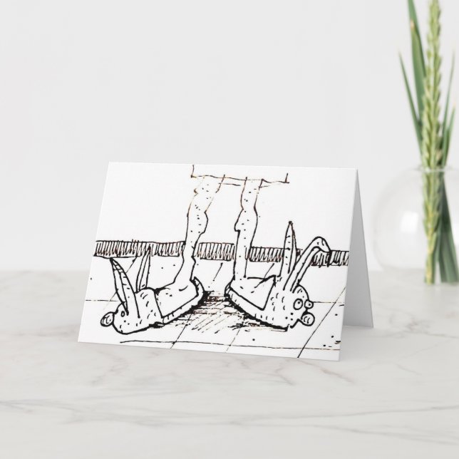 Funny Bunny Slippers Feliz cumpleaños Cartoon Card (Front)