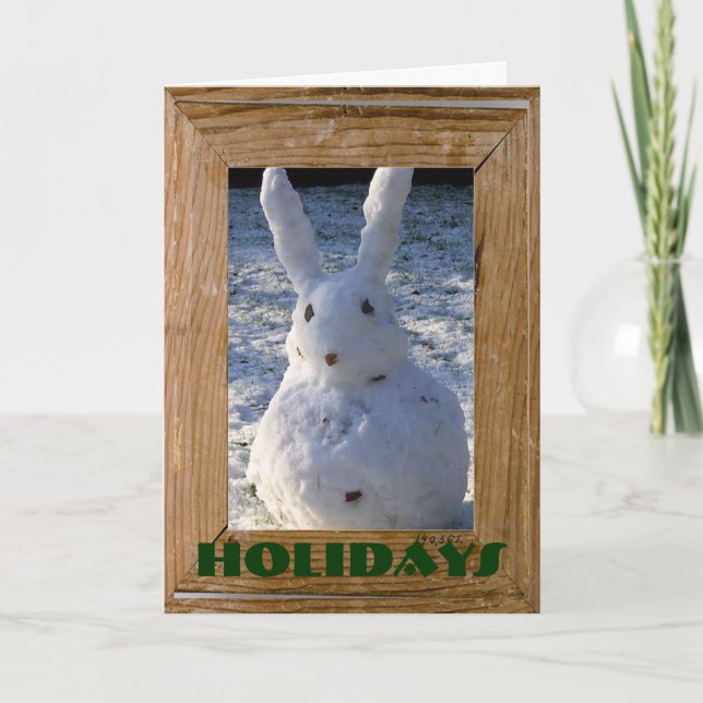 Funny Bunny Snowman Holiday Card (Front)