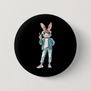 Funny Bunny Sungles Rabbit Coquette Bow Easter Tre 6 Cm Round Badge