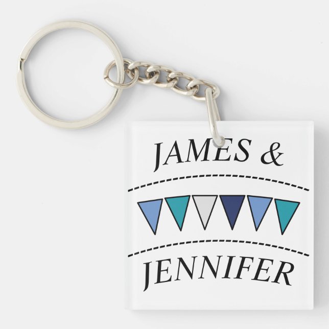 Funny Bunting And Names Key Ring (Front)