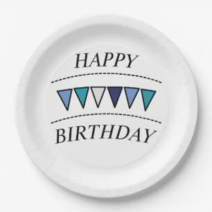 Funny Bunting Happy Birthday Paper Plate