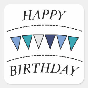 Funny Bunting Happy Birthday Square Sticker
