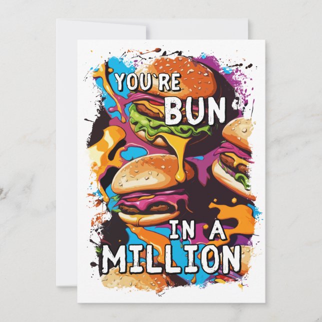 Funny BURGER Bun in a Million Pun for Food Lovers Holiday Card (Front)