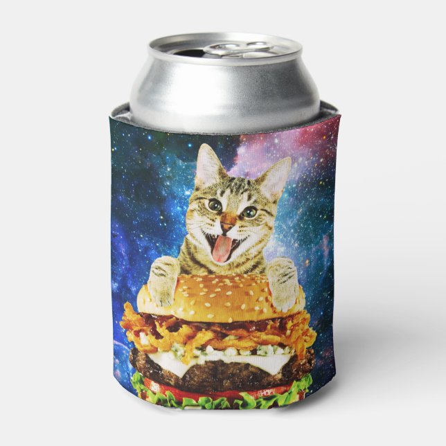 Funny burger cat space can cooler (Can Front)