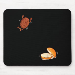 Funny Burger Jumng Into Bun Patty BBQ High Dive Mouse Pad