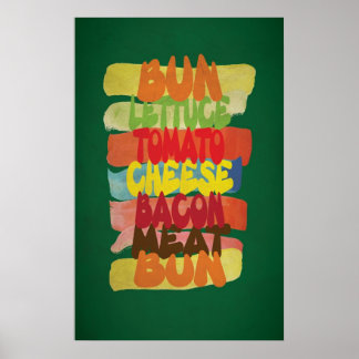 Funny Burger Typography Art Poster