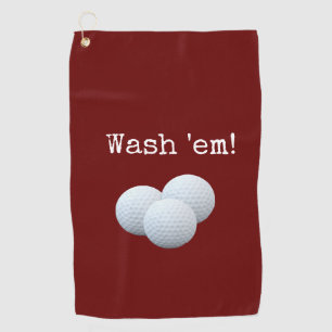 Funny Burgundy Red Wash Your Golf Balls Towel