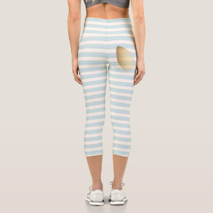 Funny Burned Ironing Cute Baby Blue Stripes Capri Leggings