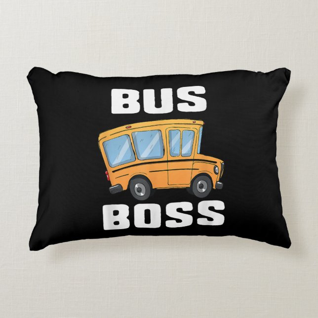 Funny Bus Boss School Bus Driver Decorative Cushion (Front)