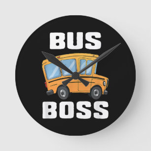 Funny Bus Boss School Bus Driver Round Clock