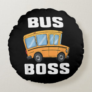 Funny Bus Boss School Bus Driver Round Cushion