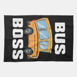 Funny Bus Boss School Bus Driver Tea Towel