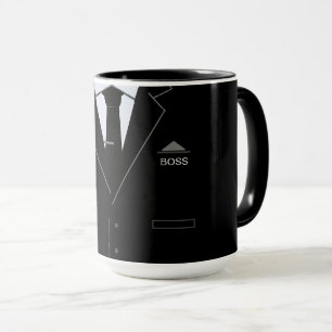 Funny Business Boss Mug with Black Suit and Tie
