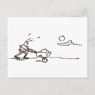 Funny Busy Cartoon Ant Pushing Wheelbarrow Postcard