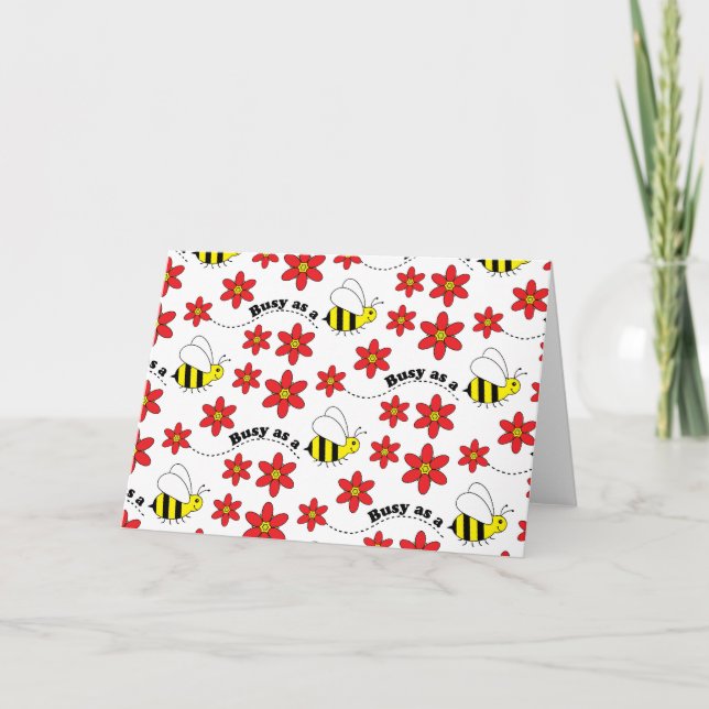 Funny Busy Little Bumble Bee Pattern Cute Card (Front)