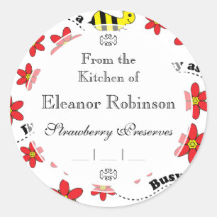 Funny Busy Little Bumble Bee Pattern Cute Classic Round Sticker