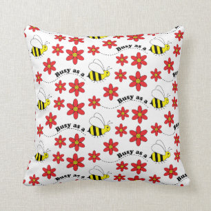Funny Busy Little Bumble Bee Pattern Cute Cushion