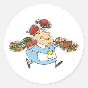 Funny Busy Waitress Overworked Server Classic Round Sticker