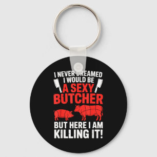 Funny Butcher Design For Men Women Butchery Meat B Key Ring