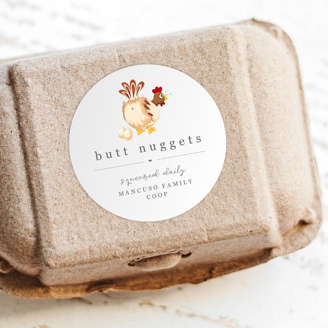 Funny Butt Nugget Farm Coop Egg Carton Label (Creator Uploaded)