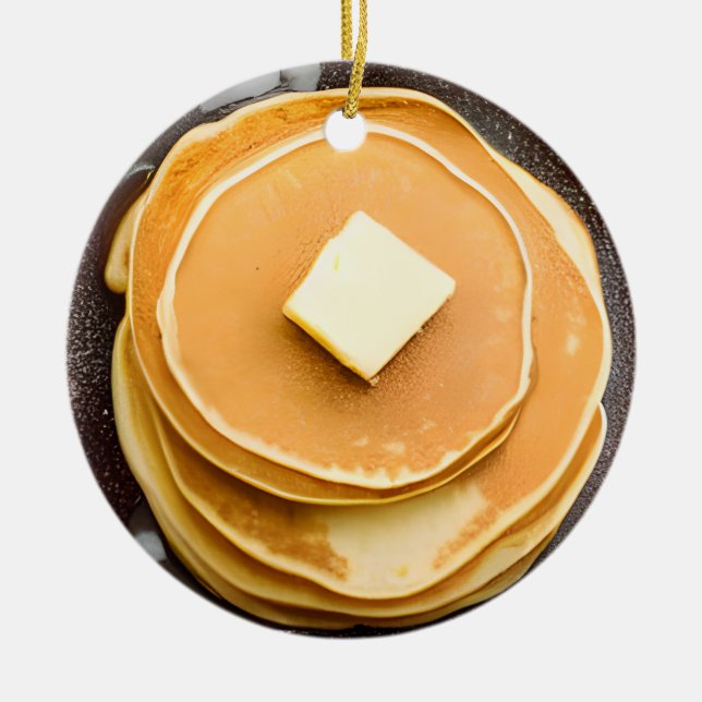 Funny Buttered Pancakes Pun Christmas  Ceramic Ornament (Front)