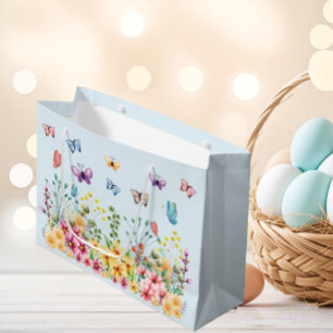 Funny Butterflies Happy Easter Day Large Gift Bag