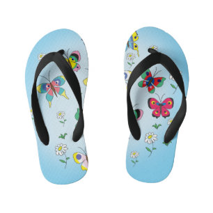 funny butterflies on the background of the sky kid's thongs