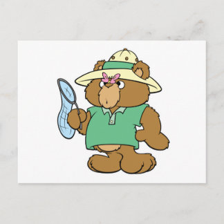 Funny Butterfly Catcher Bear Postcard