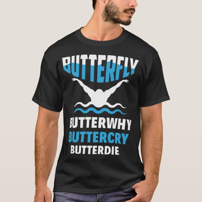 Funny Butterfly Swimming Geek Swimmer runner  T-Shirt (Front)