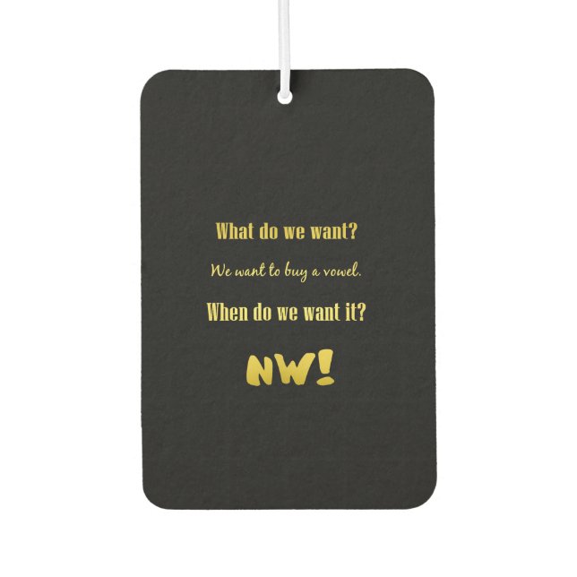 Funny Buy a Vowel — Now! Car Air Freshener (Front)