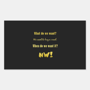 Funny Buy a Vowel — Now! Rectangular Sticker