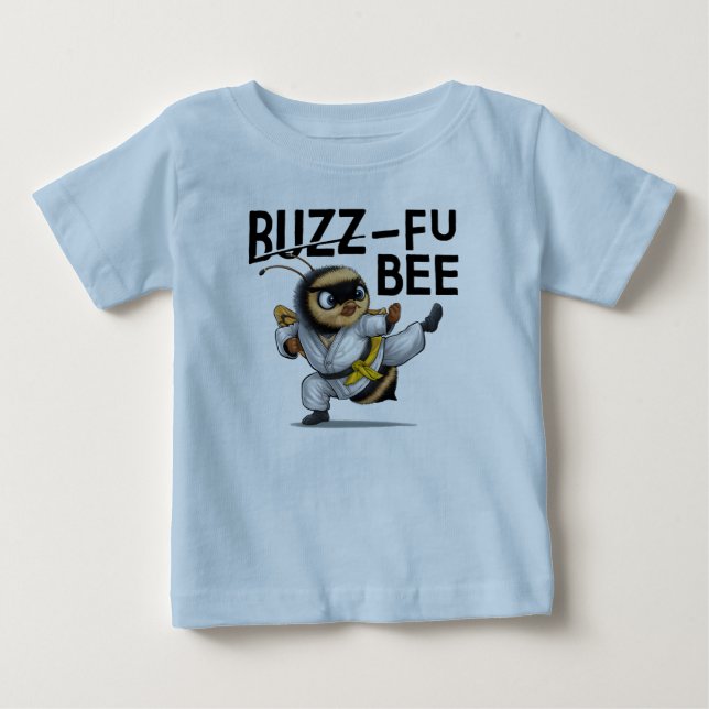 Funny Buzz-Fu Martial Arts Baby T-Shirt (Front)