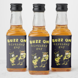 Funny Buzz On Rock Silly Cute Birthday Humour Blac Liquor Bottle Label