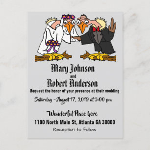 Funny Buzzard Bride and Groom Wedding Invitation