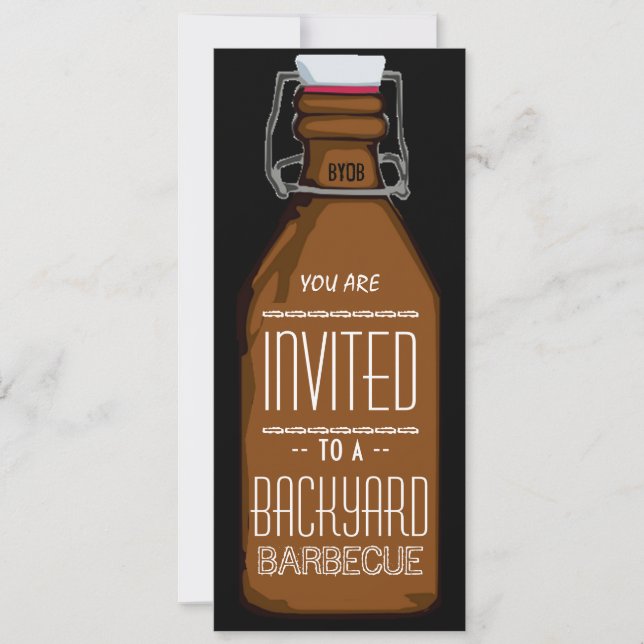 Funny BYOB Beer Bottle BBQ Party Invitation (Front)