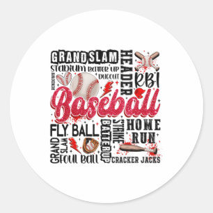 Funny Bysebyll Lover Heart Valentine Game Day Men Classic Round Sticker