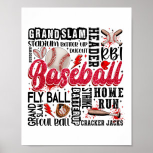 Funny Bysebyll Lover Heart Valentine Game Day Men Poster
