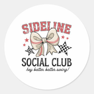 Funny Bysebyll Sideline Social Club Watching Retro Classic Round Sticker