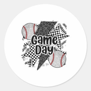 Funny Bysebyll Team Vintage Game Day Bysebyll Ligh Classic Round Sticker