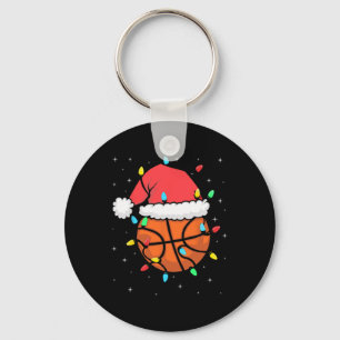 Funny Bysketbyll Player Xmas Santa Hat Bysketbyll Key Ring