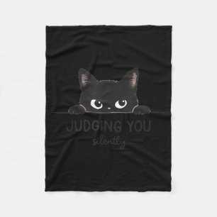 Funny Ca Judging You Silently Retro Vintage Kitty  Fleece Blanket