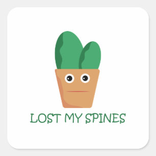 Funny cactus character cartoon illustration humour square sticker